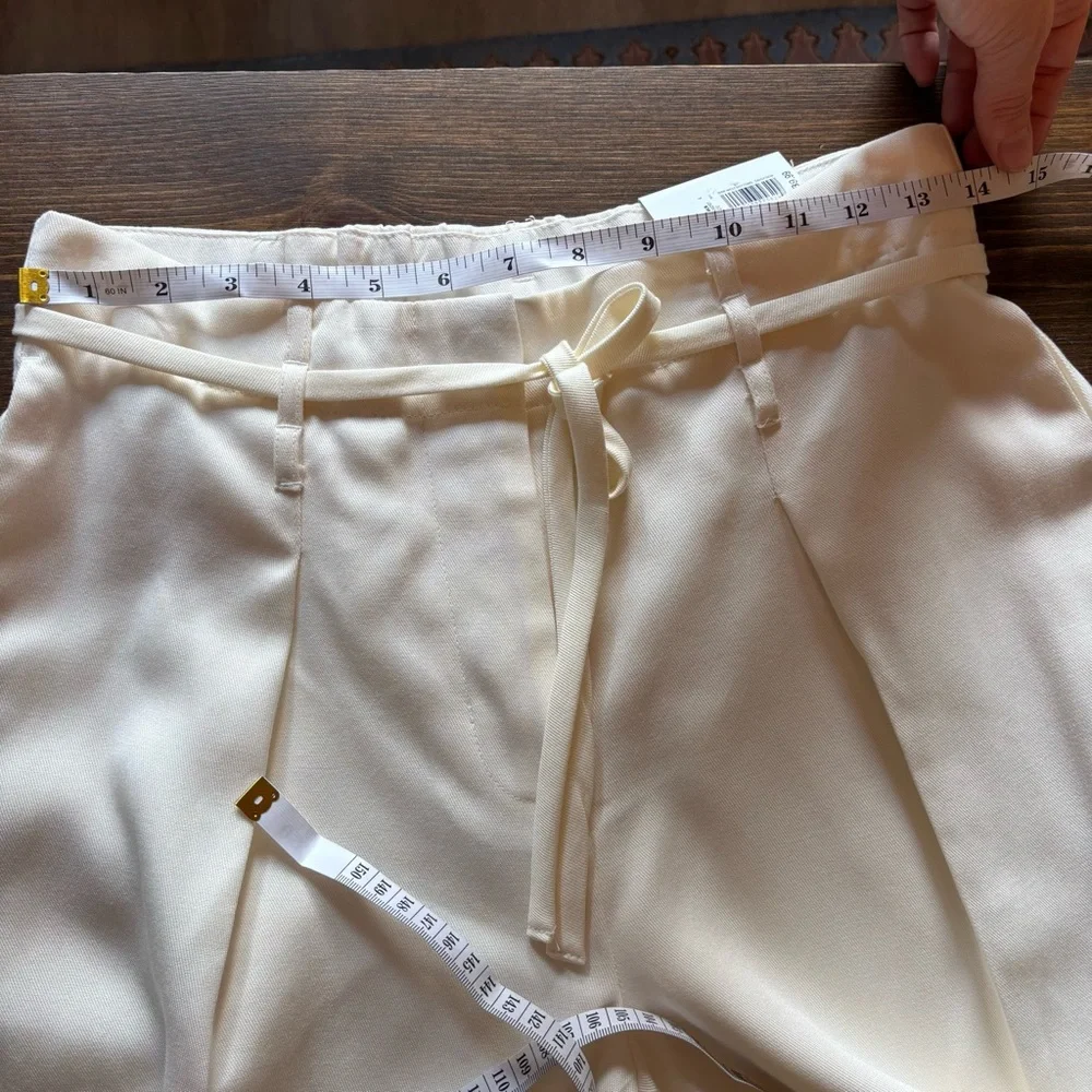 New with Tags! Nine West Tie Waist Wide Leg Crop Pants Cream Daisy Dew. Size 4 - Picture 12 of 12
